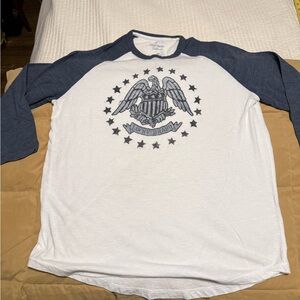 Lucky Brand Navy and White Raglan Tee